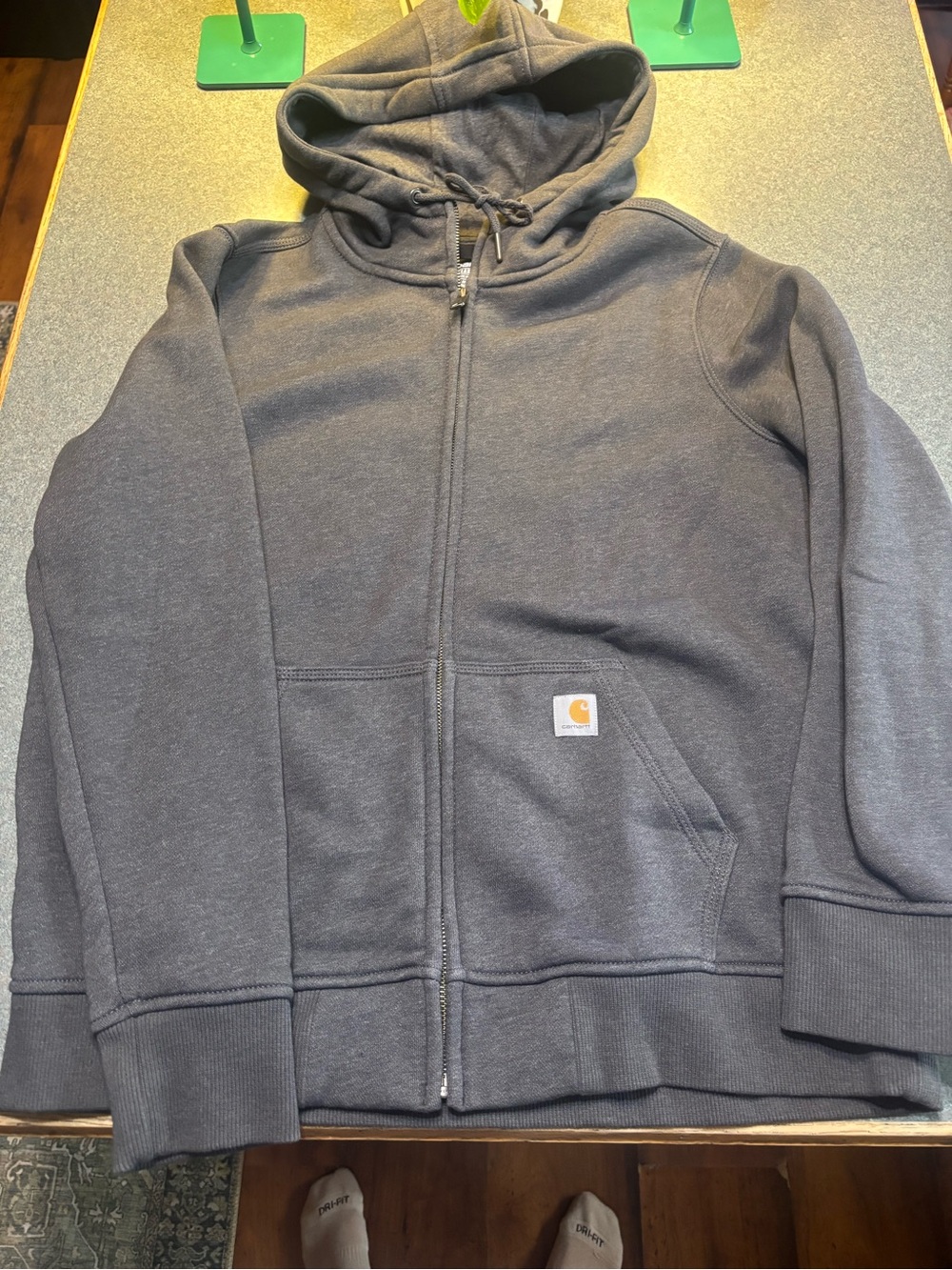 Carhartt Gray Relaxed Fit Hoodie - Black Logo Print